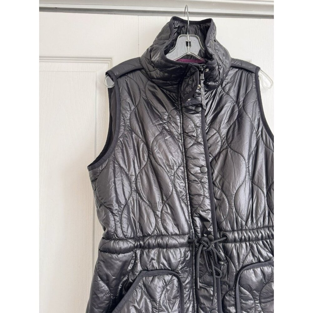 Lou & Grey Black Quilted Puffer Vest Womens Smel Cinch Waist Lightweight - Picture 5 of 8